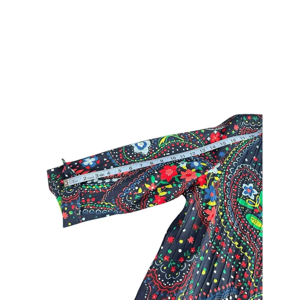 Alfred Dunner Plus Blue Red‎ Floral Colorful Fun Playful Open Front Blazer 14